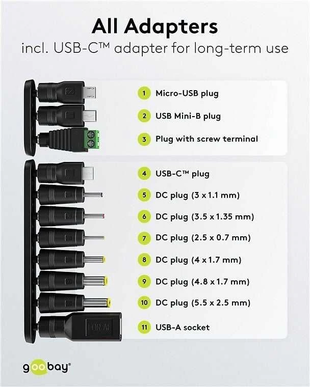 Goobay universalus maitinimo šaltinis 3 V - 12 V, maks. 7,2 W