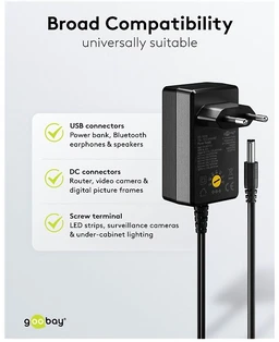 „Goobay“ universalus maitinimo šaltinis 3 V - 12 V, maks. 18 W