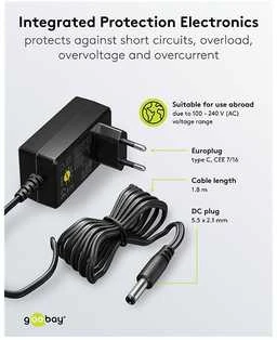 Goobay 64570 kelių diapazonų maitinimo šaltinis 3–12 V / 2.25 A