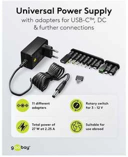 Goobay 64570 kelių diapazonų maitinimo šaltinis 3–12 V / 2.25 A