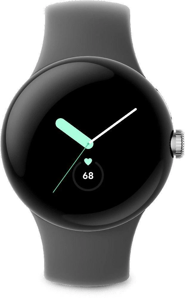 Išmanusis laikrodis Google Pixel Watch WiFi (41mm, 32 GB), Sidabrinės spalvos apvadas su pilkos spalvos silikoniniu dirželiu