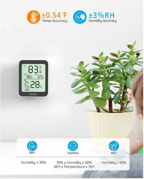 Govee H5075 Bluetooth termometras hidrometras su ekranu