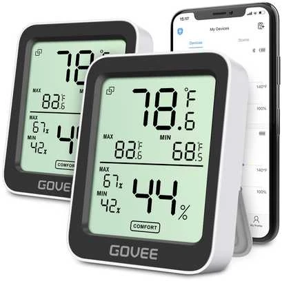 Govee H5075 Bluetooth termometras hidrometras su ekranu