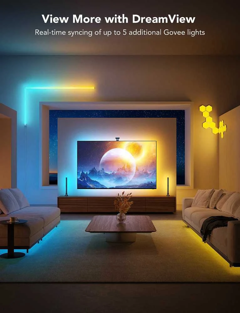 Govee H605C Envisual TV foninis apšvietimas T2 | LED juostelė | televizoriui 55-65 colių, RGBIC, Wi-Fi+Bluetooth
