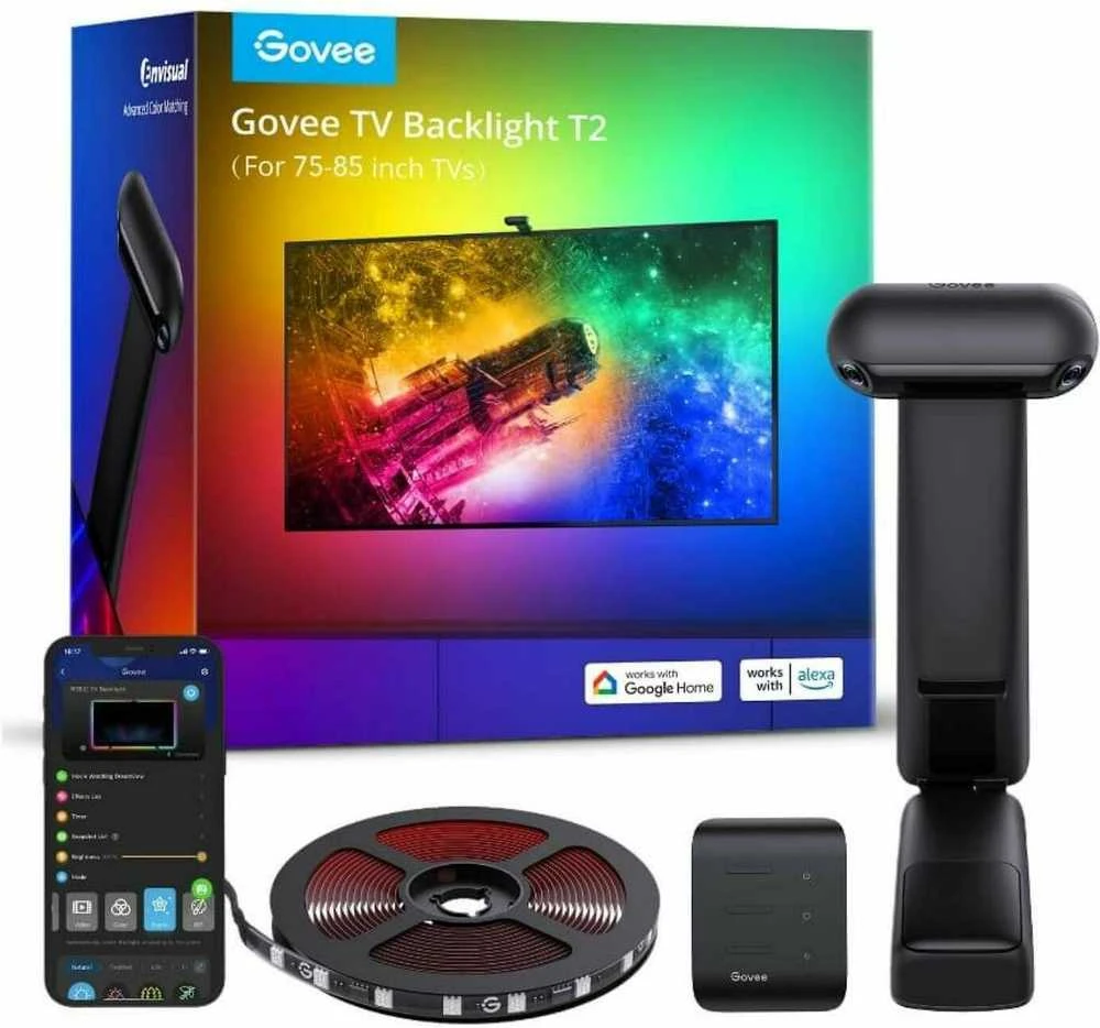Govee H605C Envisual TV foninis apšvietimas T2 | Taśma LED | dla TV 75-85 cali, RGBIC, Wi-Fi+Bluetooth