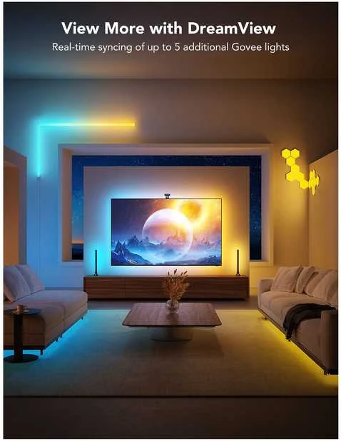 Govee H605C Envisual TV foninis apšvietimas T2 | LED juostelė | televizoriui 55-65 colių, RGBIC, Wi-Fi+Bluetooth