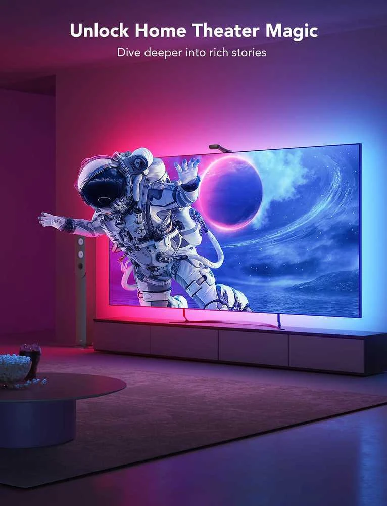 Govee H605C Envisual TV foninis apšvietimas T2 | LED juostelė | televizoriui 55-65 colių, RGBIC, Wi-Fi+Bluetooth
