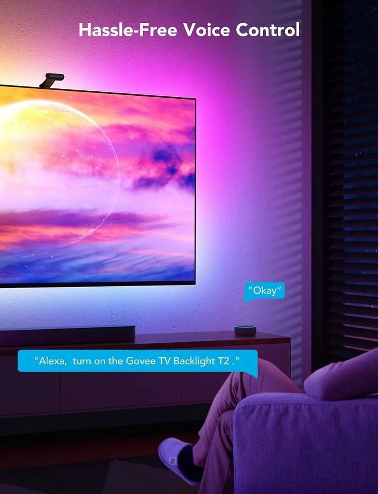 Govee H605C Envisual TV foninis apšvietimas T2 | LED juostelė | televizoriui 55-65 colių, RGBIC, Wi-Fi+Bluetooth