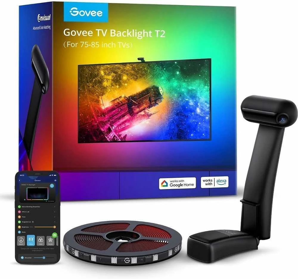 Govee H605C Envisual TV foninis apšvietimas T2 | LED juostelė | televizoriui 55-65 colių, RGBIC, Wi-Fi+Bluetooth