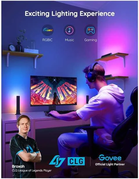 Govee H6056 Flow Plus | Lempa LED | RGBICWW, „Wi-Fi“, „Alexa“, „Google“.