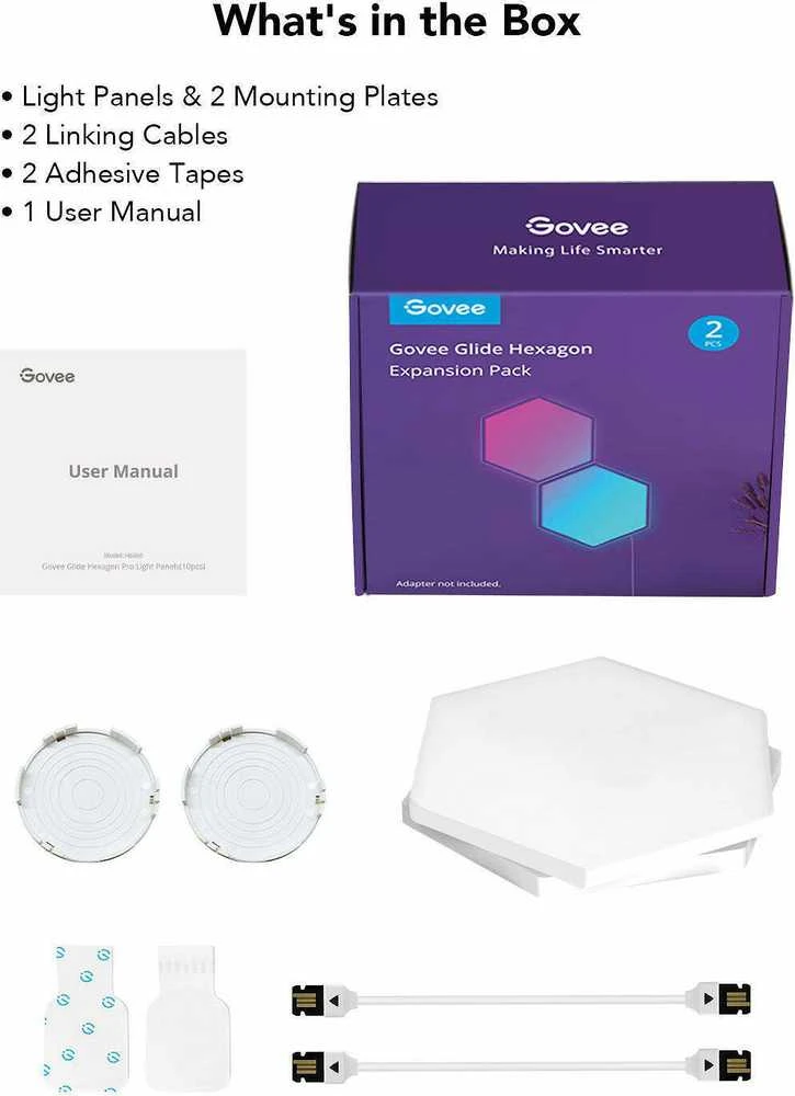 Govee – RGBIC Glide Hexa Light Panels Expansion Pack (2 vnt.)
