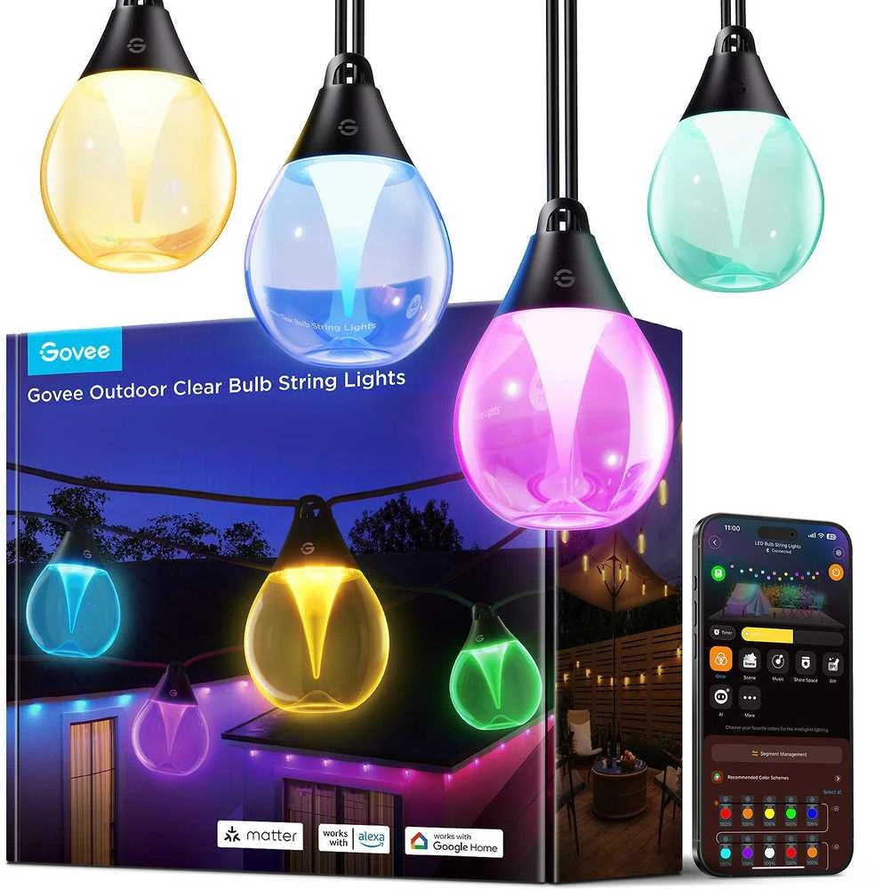 „Govee H7025 RGBICW“ lauko LED prožektorius, 14,63 m, 2,4 GHz „Wi-Fi“ + „Bluetooth“