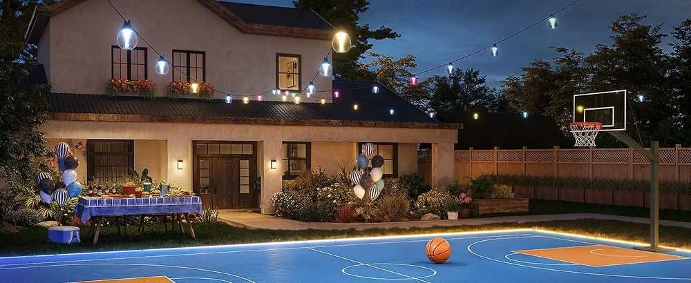 „Govee H7025 RGBICW“ lauko LED prožektorius, 14,63 m, 2,4 GHz „Wi-Fi“ + „Bluetooth“