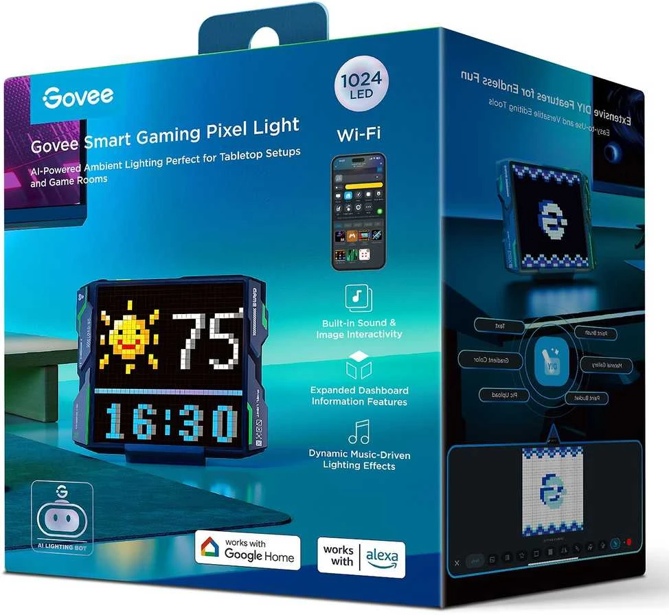 „Govee Pixel Light“ išmanioji stalinė lempa su „Wi-Fi“ / „Bluetooth“