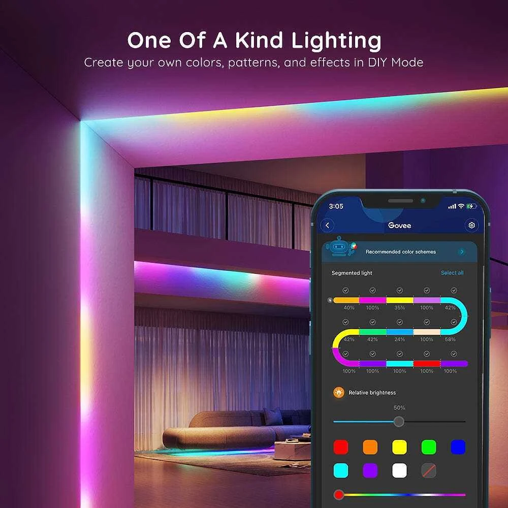 Govee H618A pagrindinis LED juostinis šviestuvas 5m | Taśma LED | Wi-Fi, Bluetooth, RGBIC