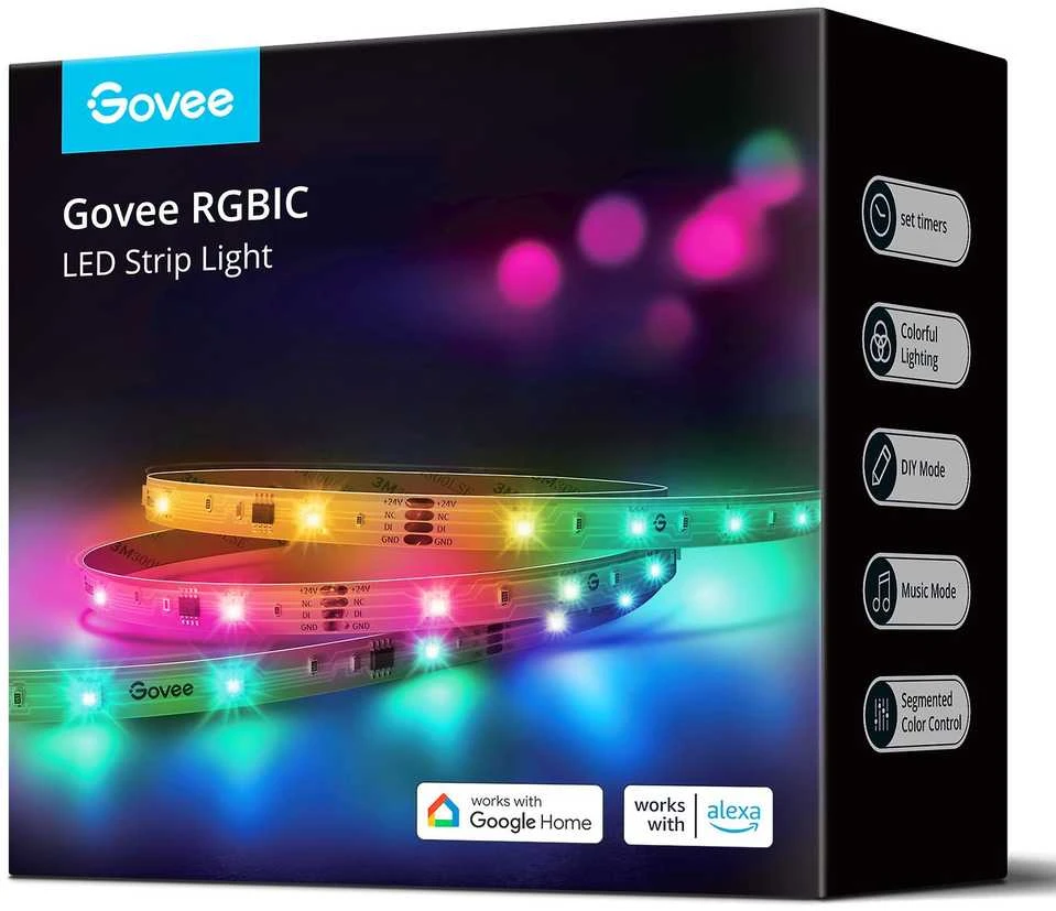 Govee H618C Basic LED juostinis šviestuvas 10m | Taśma LED | Wi-Fi, Bluetooth, RGBIC