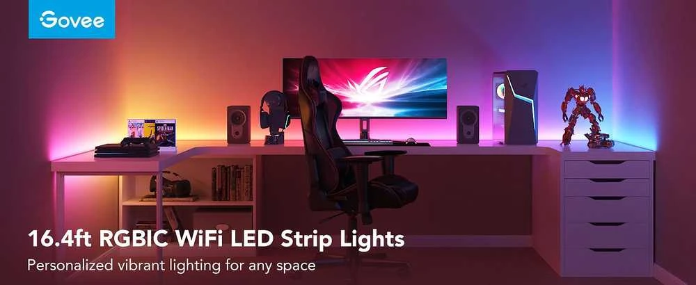 Govee H618C Basic LED juostinis šviestuvas 10m | Taśma LED | Wi-Fi, Bluetooth, RGBIC