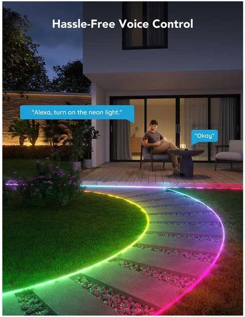 Govee H61A8 lauko neoninės LED juostelės, 10 m, su „Wi-Fi“, „Bluetooth“ ir RGBIC