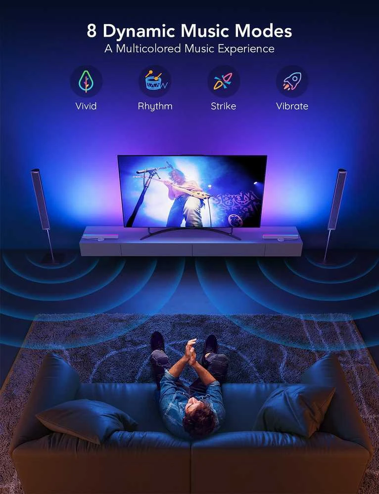 Govee H6046 TV šviesos juostos | Oświetlenie LED | RGBIC, 2,4 GHz Wi-Fi, Bluetooth