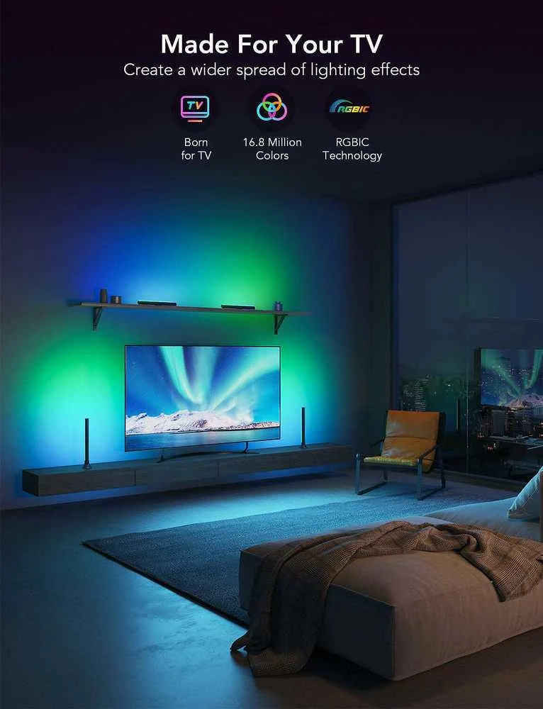 Govee H6046 TV šviesos juostos | Oświetlenie LED | RGBIC, 2,4 GHz Wi-Fi, Bluetooth