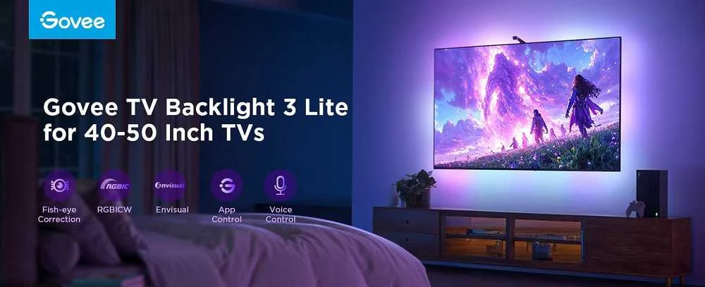 Govee H6097 TV Backlight 3 Lite | pašvietimas dla TV 40-50 cali, RGBICW, Wi-Fi+Bluetooth