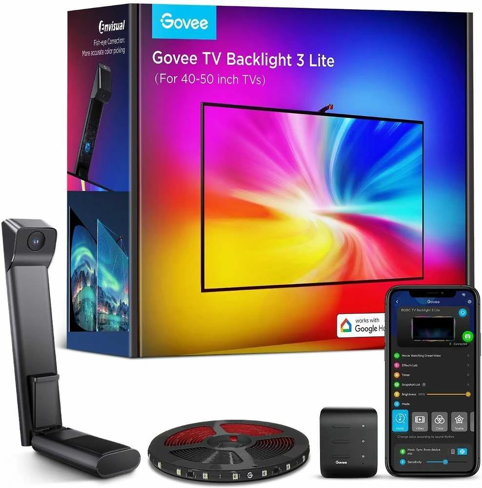 Govee H6097 TV Backlight 3 Lite | pašvietimas dla TV 40-50 cali, RGBICW, Wi-Fi+Bluetooth
