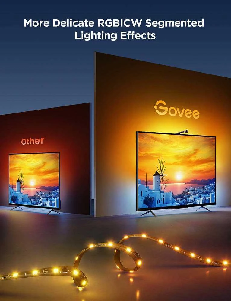 Govee TV apšvietimas 3 lite | LED juostelė | skirtas 55-65 colių televizoriui, Wi-Fi, Bluetooth, RGBIC