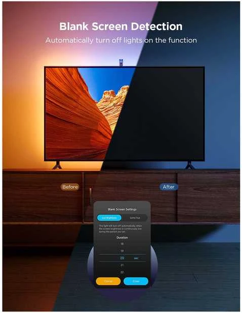 Govee TV apšvietimas 3 lite | LED juostelė | skirtas 55-65 colių televizoriui, Wi-Fi, Bluetooth, RGBIC