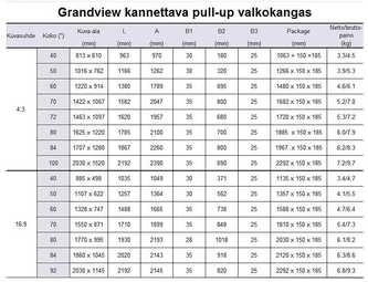 Grandview 92 "16:9 nešiojamas ištraukiamas ekranas