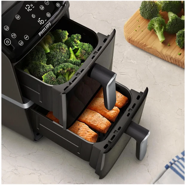 Gruzdintuvė Philips Ovi Stacked Dual Basket 4000 NA461/00 juodai-sidabrinis