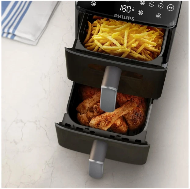 Gruzdintuvė Philips Ovi Stacked Dual Basket 4000 NA461/00 juodai-sidabrinis