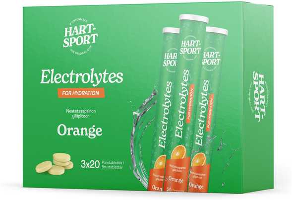 Hart-Sport Electrolytes Poretabletti, appelsiini, 3 x 20 tbl