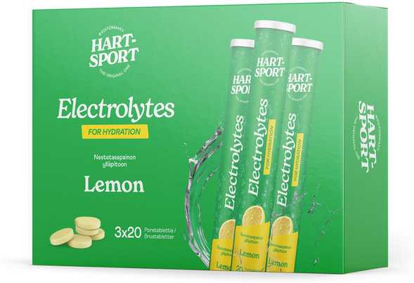 Hart-Sport Electrolytes Poretabletti, sitruuna, 3 x 20 tbl