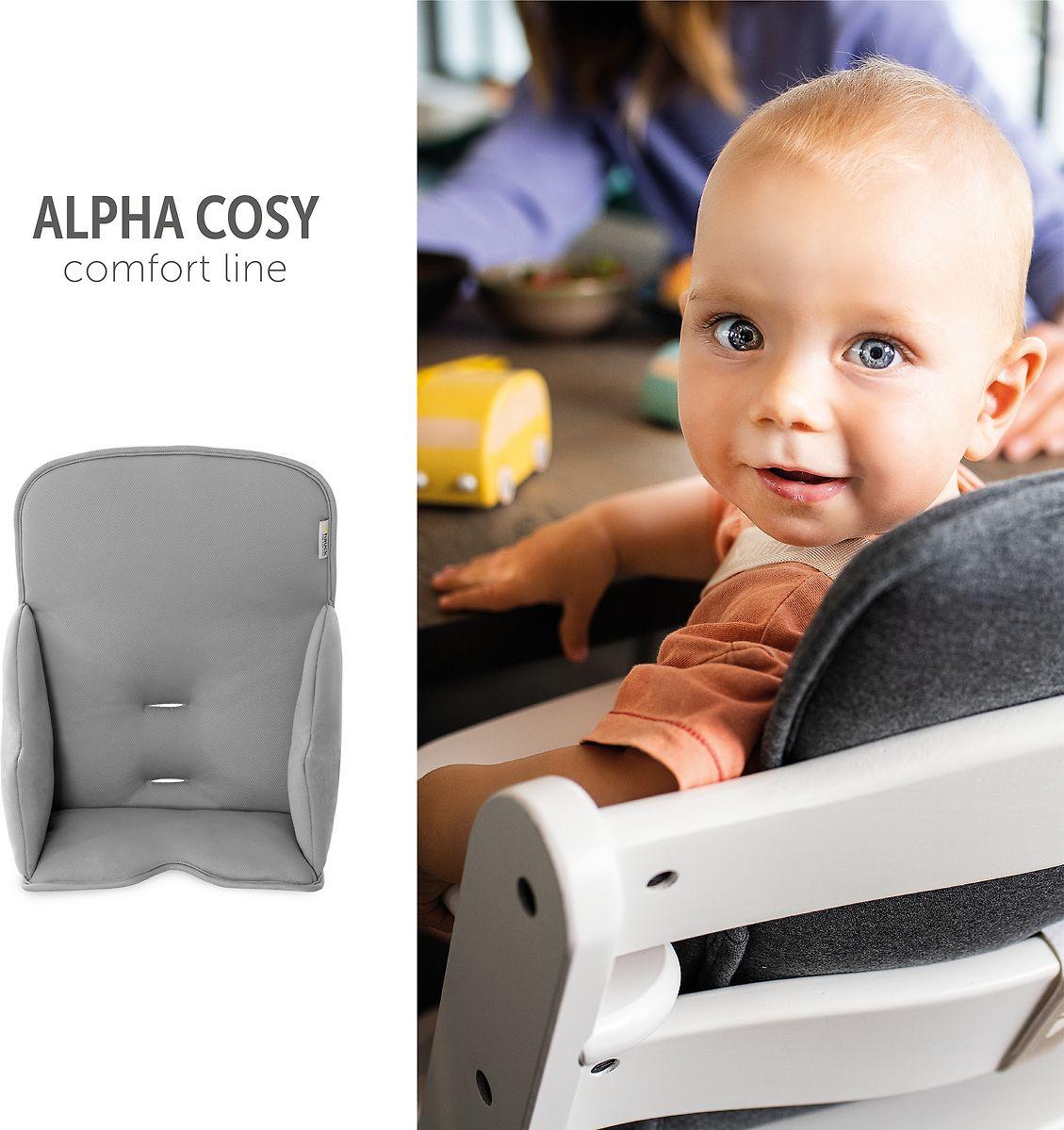 Hauck Alpha Cosy Comfort Hauck Alpha Tray 3in1 Set + Cosy Comfort  Sitzverkleinerer – Für Alpha+/Beta+ Hochstühle, Grau Hochstuhl Essbrett