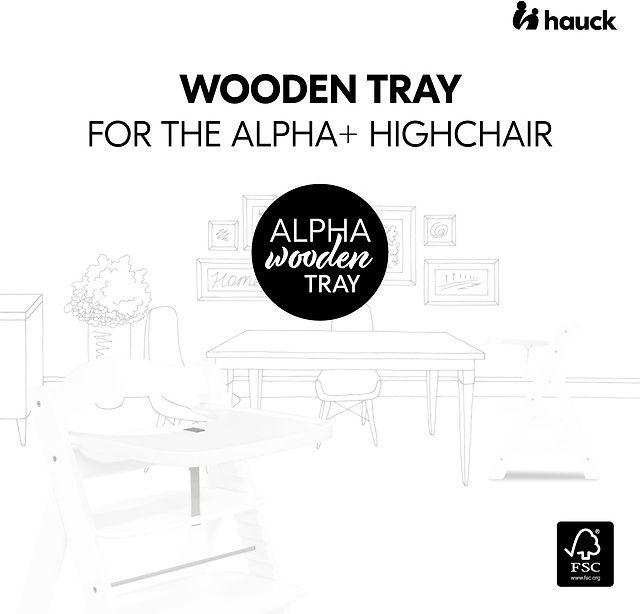 Padėklas Hauck Alpha Wooden Tray Alpha+ Beta+ kėdei, baltas