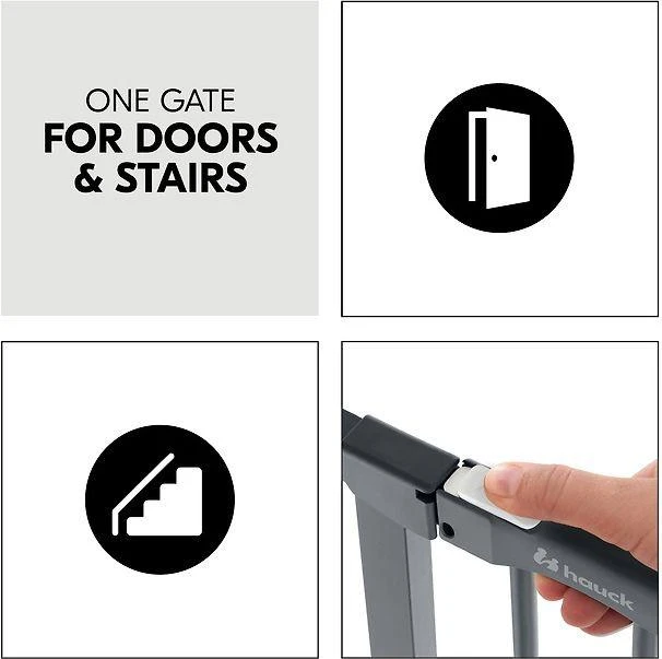Hauck Clear Step Autoclose 2 apsauginiai vartai, 75 - 80 cm, pilki