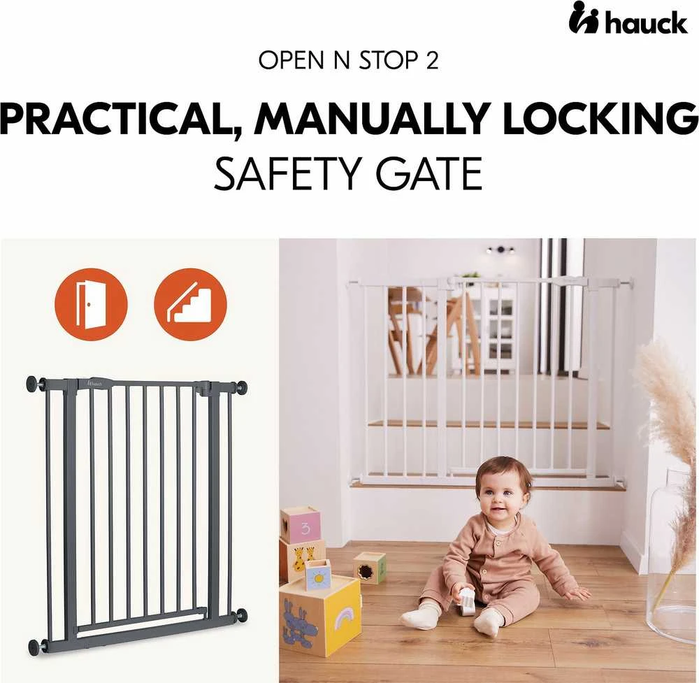 Hauck Open N Stop 2 -turvaportti, 75 - 80 cm, tummanharmaa
