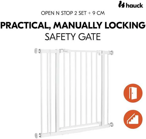 HAUCK apsauginių vartelių rinkinys su 9 cm prailginimu Open N Stop 2 , baltos spalvos, 597590