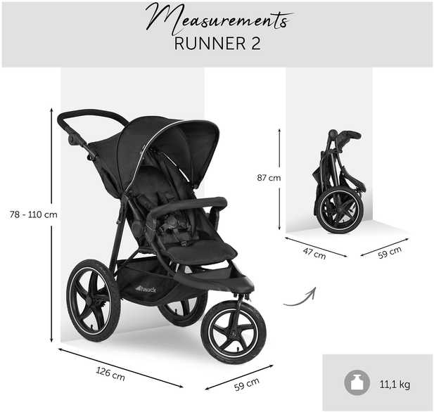 Hauck Runner 2 rattaat, Juodas