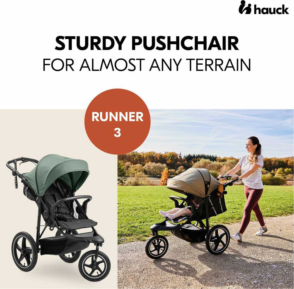 Hauck Runner 3 rattaat, Jungle Žalias
