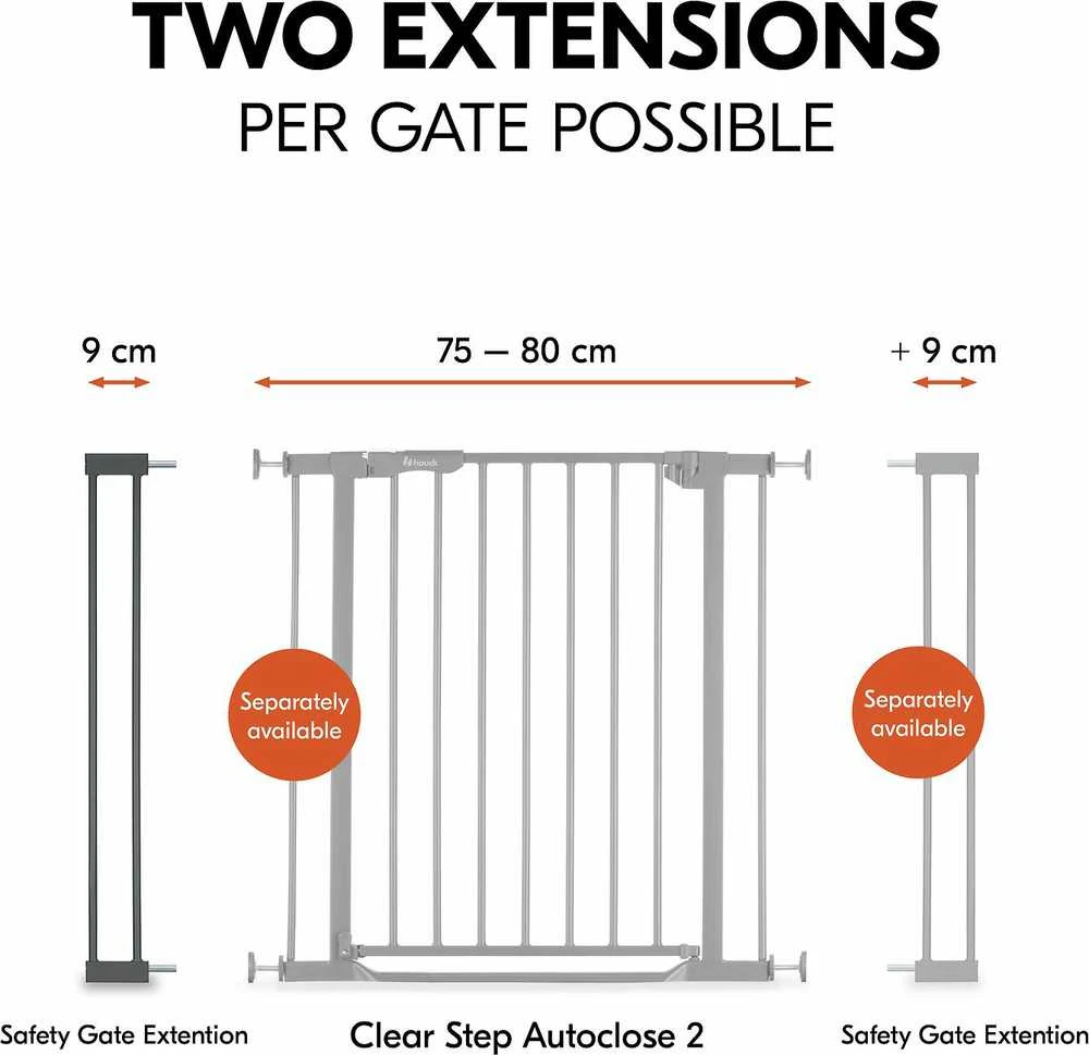 Hauck Safety Gate Extension 9 cm turvaportin jatkopala, tummanharmaa