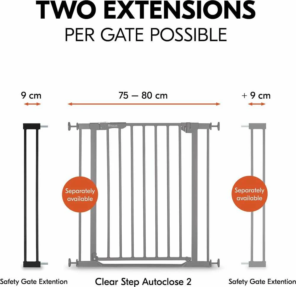 Hauck Safety Gate Extension 9 cm turvaportin jatkopala, musta