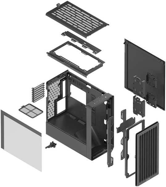 HAVN BF 360 kompiuterio korpusas, Midi bokštas, E-ATX, grūdintas stiklas – Juodas