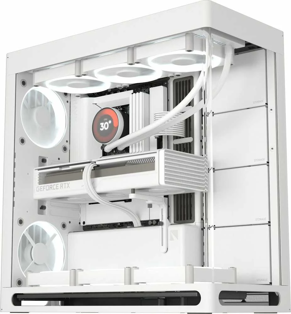 HAVN HS 420 PC-kompiuterio korpusas, Midi-Tower, E-ATX, Tempered Glass – baltos spalvos