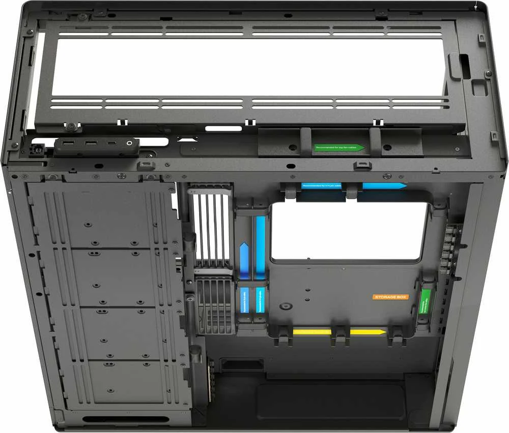 HAVN HS 420 VGPU PC-kompiuterio korpusas, Midi-Tower, E-ATX, Tempered Glass, PCIe 5.0 Riser Kabelis – juodos spalvos