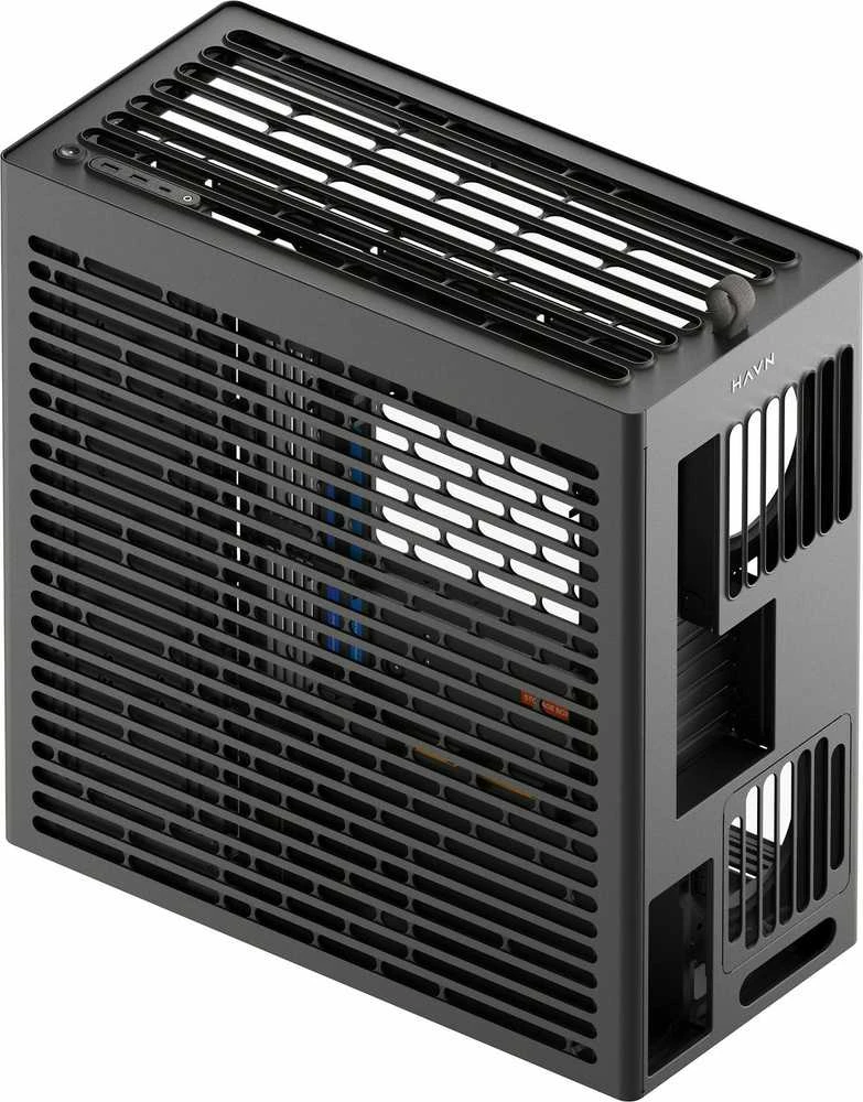 HAVN HS 420 VGPU PC-kompiuterio korpusas, Midi-Tower, E-ATX, Tempered Glass, PCIe 5.0 Riser Kabelis – juodos spalvos