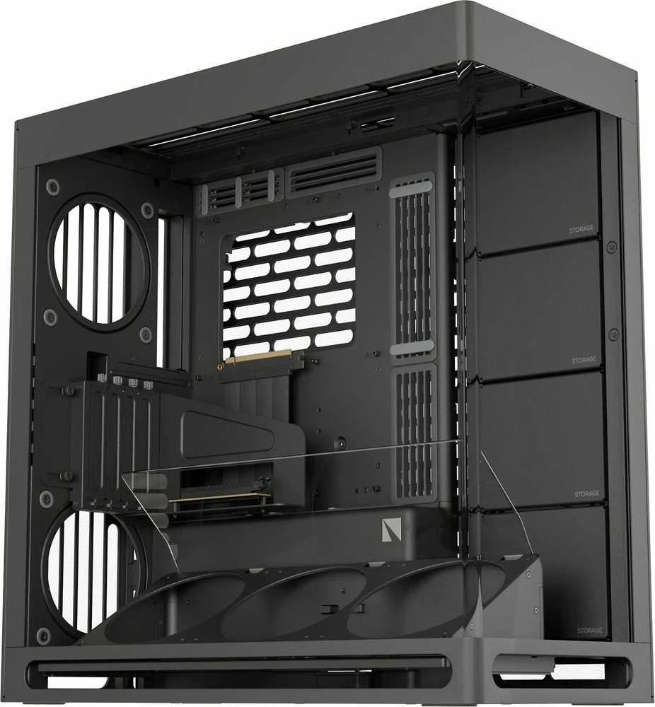 HAVN HS 420 VGPU PC-kompiuterio korpusas, Midi-Tower, E-ATX, Tempered Glass, PCIe 5.0 Riser Kabelis – juodos spalvos