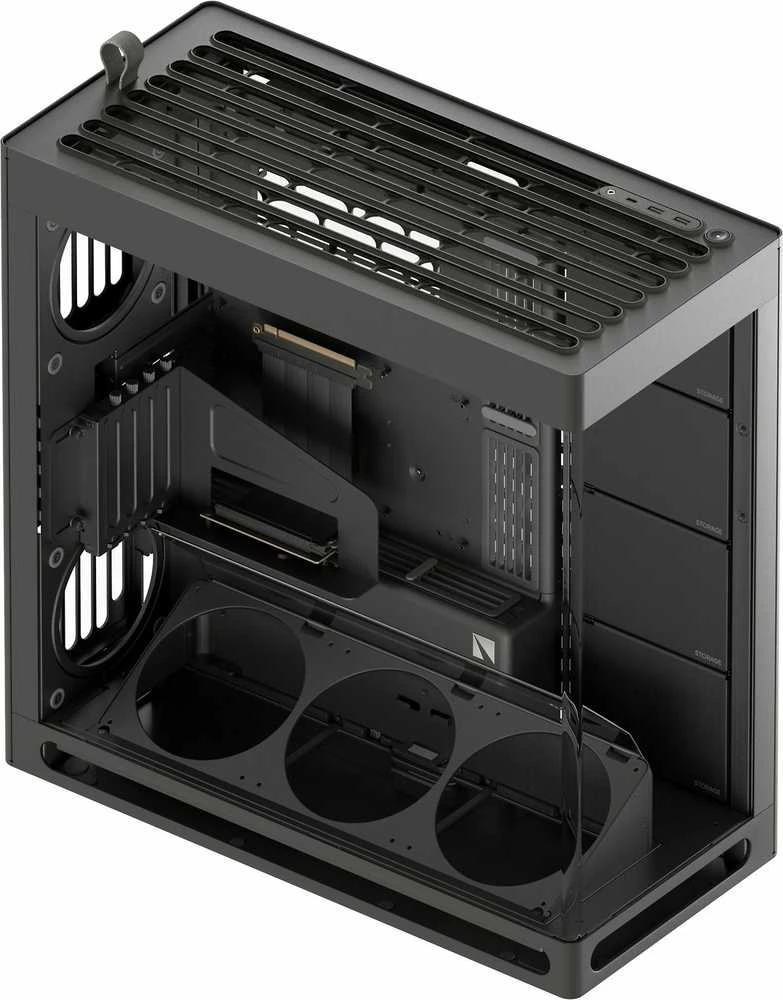 HAVN HS 420 VGPU PC-kompiuterio korpusas, Midi-Tower, E-ATX, Tempered Glass, PCIe 5.0 Riser Kabelis – juodos spalvos