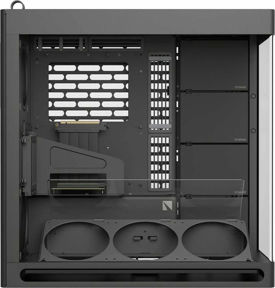 HAVN HS 420 VGPU PC-kompiuterio korpusas, Midi-Tower, E-ATX, Tempered Glass, PCIe 5.0 Riser Kabelis – juodos spalvos