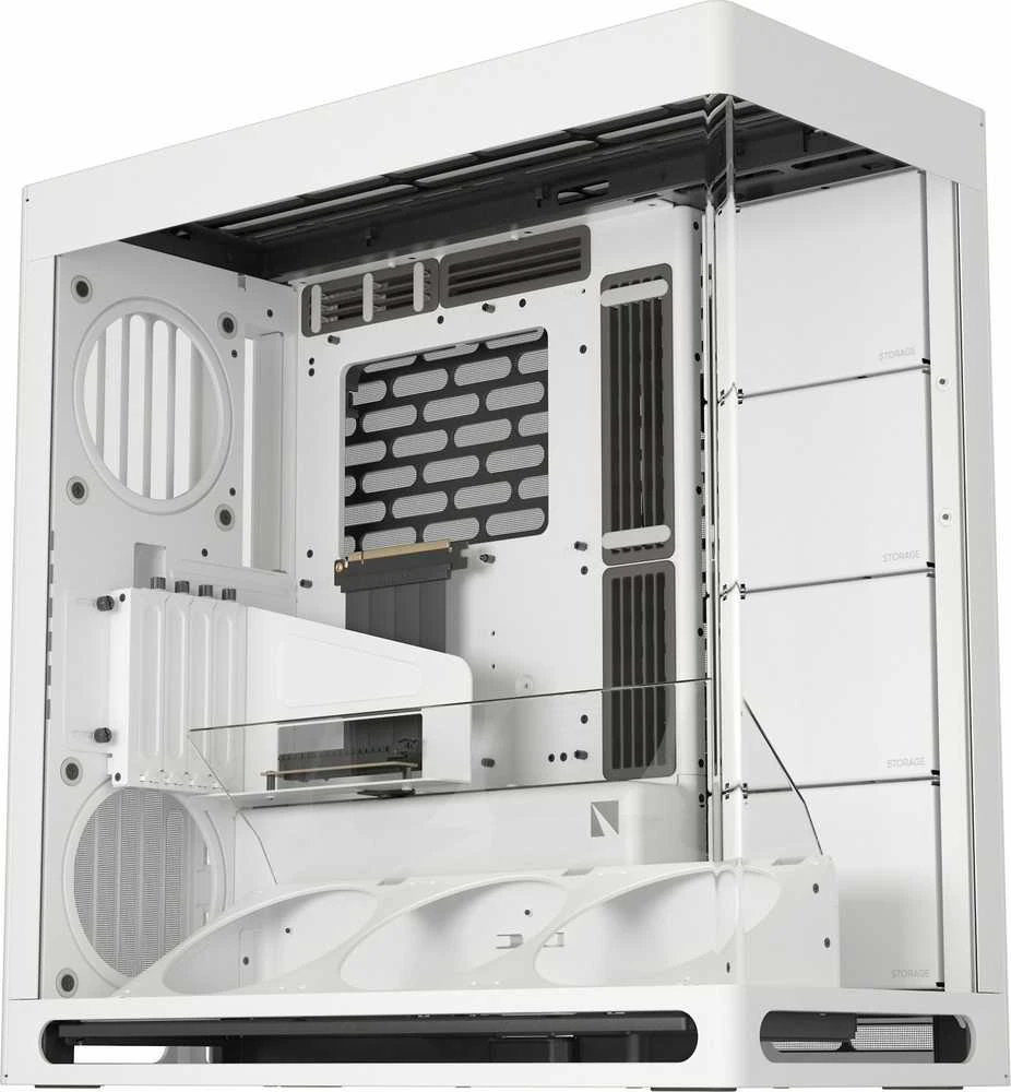 HAVN HS 420 VGPU PC-kompiuterio korpusas, Midi-Tower, E-ATX, Tempered Glass, PCIe 5.0 Riser Kabelis – baltos spalvos